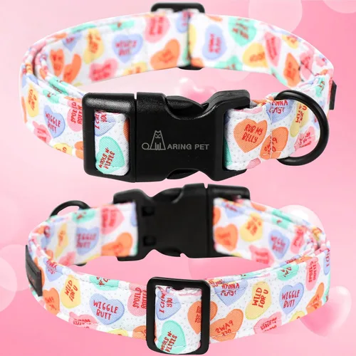 Miniatura 153 de Aring Pet Collar de algodón, lindo, con hebilla de liberación rápida, para bodas, para perros pequeños, medianos y grandes, rosa Terciopelo rosa