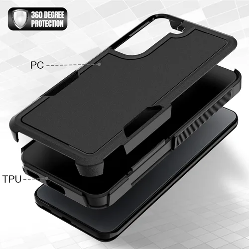 Miniatura 4 de Funda para Samsung Galaxy S22: funda protectora de doble capa resistente para teléfono celular, a prueba de golpes, con protector de pantalla, Negro