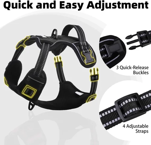 Miniatura 5 de PUPTECK Arnés para perro sin tirones para perros grandes, arnés para perro ajustable reflectante con mango de fácil control, arnés para mascotas