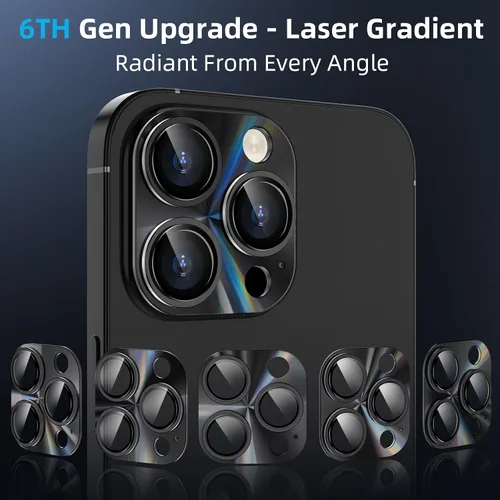 Miniatura 2 de YWXTW Protector de lente de cámara para iPhone 15 Pro Max/iPhone 15 Pro, [gradiente láser de litografía] [fortalecimiento 5X] Protector de pantalla