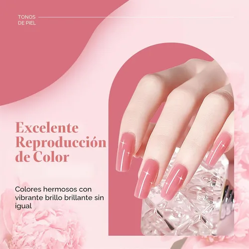 Miniatura 5 de JEWHITENY Kit de 14 piezas de gel de uñas poli, kit de gel de extensión poli, kit de iniciación con solución deslizante, juego de extensión