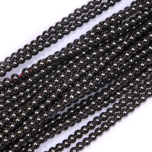 Miniatura 35 de GEM-Inside - Cuentas sueltas de hematita negra natural no magnética de 0.079 pulgadas, cuentas redondas de energía para fabricación de joyas, 15