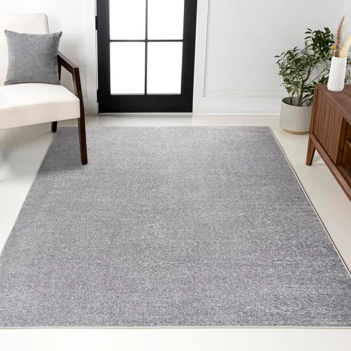 JONATHAN Y Haze - Alfombra sólida de pelo bajo gris para interiores, 5 x 8 pies, estilo costero, bohemio, minimalista, clásica, fácil de limpiar,