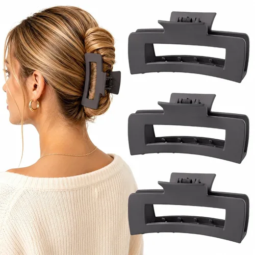 Miniatura 11 de TOCESS Beige Claw Clips for Women, 4 Inch Strong Hold Matte Large Hair Clips for Thick Thin Fine Curly Hair, Non Slip Big Hair Claw Clips for Long