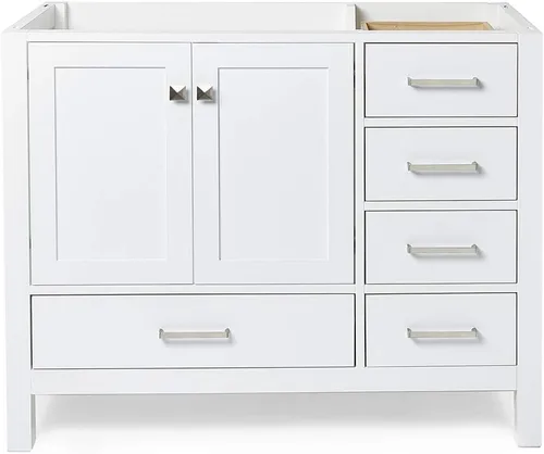 Miniatura 70 de ARIEL Cambridge - Mueble base de tocador de baño de 36 pulgadas, madera maciza, 2 puertas de cierre suave, 5 cajones de cola de milano