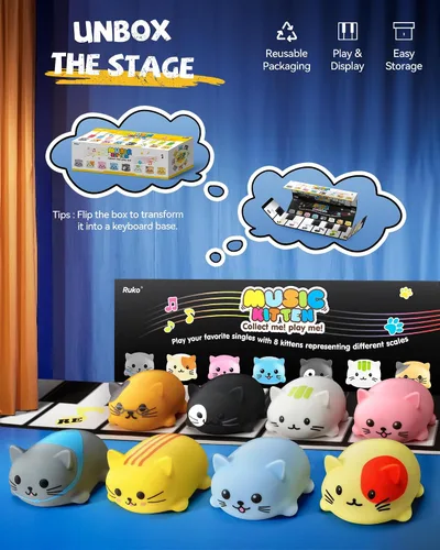 Miniatura 3 de Ruko 1701 - Teclados de piano de gatos musicales con lindo tono de miau, escala de música de reproducción de prensa, divertidos juguetes musicales