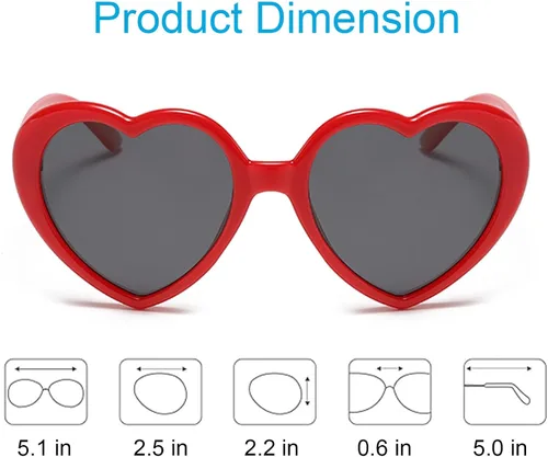 Miniatura 6 de Gafas de sol polarizadas en forma de corazón para niñas y niños, a la moda, encantadoras y bonitas gafas