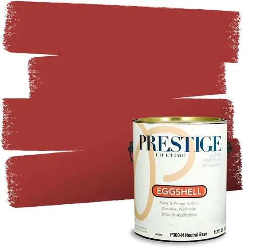 Miniatura 193 de Prestige Paints E100-T-SW6591 Pintura exterior e imprimación en uno, 1 galón, plano, combinación comparable de Sherwin Williams Amaryllis, 1 galón