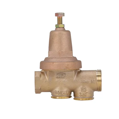 Zurn Wilkins válvula de latón reductora de presión de agua de 3/4 de pulgada Modelo 34-600XL con válvula de revisión de paso y colador, Unión FNPT x