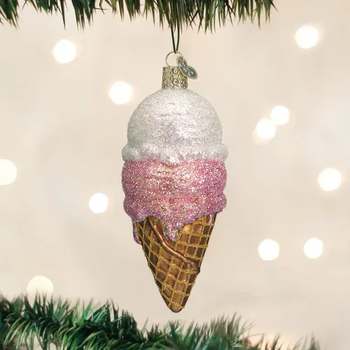 Miniatura 2 de Old World Christmas - Adorno de cono de helado de vidrio soplado para árbol de Navidad, decoración festiva hecha a mano, colección de helados