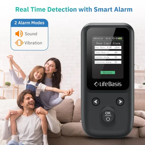 Miniatura 4 de LifeBasis Contador Geiger Detector de Radiación Nuclear, Dosímetro de Radiación con Pantalla TFT y Alerta Inteligente Portátil de Mano Monitor