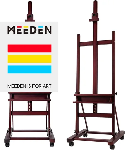 Miniatura 8 de MEEDEN Caballete de pintura artística de 67 a 95 pulgadas de alto, sostiene el lienzo de hasta 48 pulgadas, soporte de caballete de madera de haya