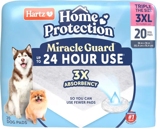 Hartz Home Protection Miracle Guard - Almohadillas para perros, tamaño 3XL, 20 unidades, 3 veces de absorción y 3 veces más de uso, no gotean ni