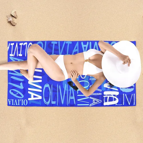 Miniatura 3 de Toallas de playa personalizadas con nombre para niños y adultos, toallas de viaje personalizadas de microfibra para baño y piscina