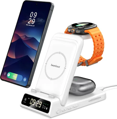 Miniatura 10 de Estación de carga para Samsung, SwanScout 703S, cargador inalámbrico para Galaxy S25 Ultra/S25+/S25/S25 Edge/S24 Ultra/S24+/S24/S23, Galaxy Watch