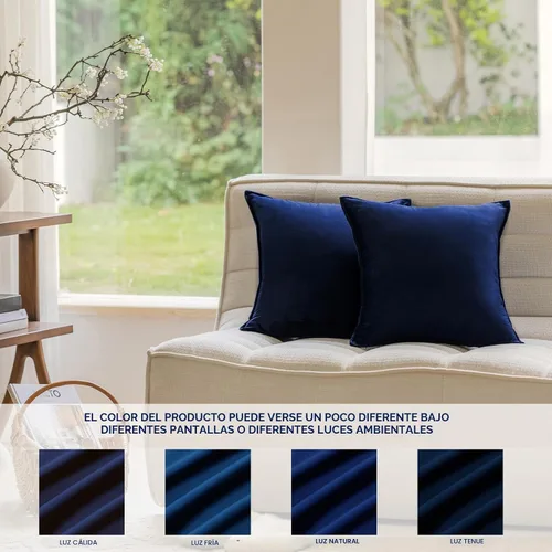 Miniatura 2 de JIAHANNHA Juego de 2 fundas de cojín de terciopelo de color azul marino de 18 x 18 pulgadas, cuadradas, suaves y decorativas, para sofá, cama, sala