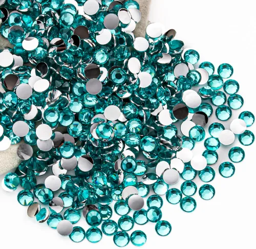 Miniatura 38 de Diamantes de imitación AB verdes a granel, 5000 piezas de diamantes de imitación de fondo plano redondos de gelatina AB sin fijación térmica, gemas