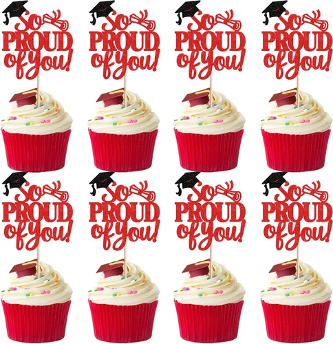 Miniatura 29 de Paquete de 24 adornos para cupcakes de clase 2025 con purpurina 2025 para diploma de graduación 2025 para cupcakes temáticos de graduación 2025