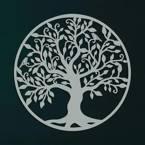 DEKADRON Metal Wall Art - Silver Grey Tree of Life - Metal Family Tree - Metal Wall Silhouette, Metal Wall Decor, Home Office Decoration Bedroom