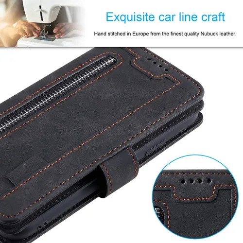 Miniatura 6 de UEEBAI Funda tipo cartera para iPhone SE 2022 5G/iPhone 7/iPhone 8/iPhone SE 2020, retro con 9 ranuras para tarjetas, bolsillo con cremallera, funda