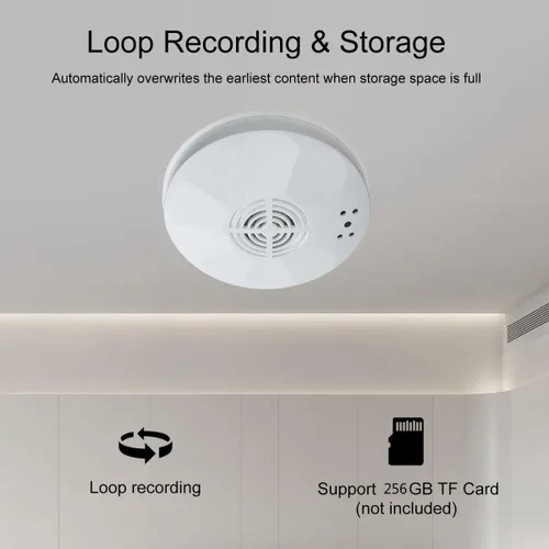 Miniatura 9 de Cámara oculta 4K Ultra WiFi, cámaras con forma de detector de humo con visión nocturna clara, batería recargable de 800 mAh, grabación de video