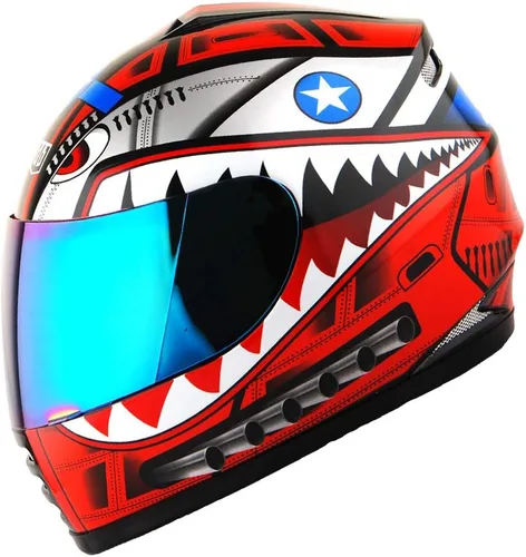 WOW Casco integral para motocicleta, bicicleta urbana BMX MX para niños: HKYB15 Rojo tiburón
