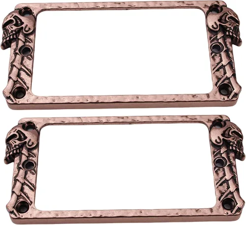 Miniatura 14 de Guyker Cubierta Humbucker plana de metal, juego de anillos de montaje para pastilla, pieza de repuesto de marco de pastillas para cuello de puente