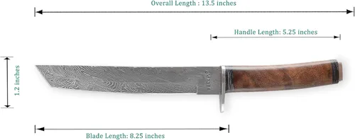 Miniatura 2 de Perkin Damasco Cuchillos de caza de hoja fija con vaina, hecho a mano, cuchillo de hoja fija tanto para supervivencia, lucha, al aire libre