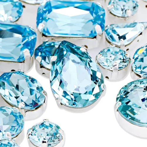 Miniatura 10 de DONGZHOU Diamantes de imitación para coser con ajuste de garra, Piedra Fantasía con agujero hueco, gemas plateadas con parte trasera plana