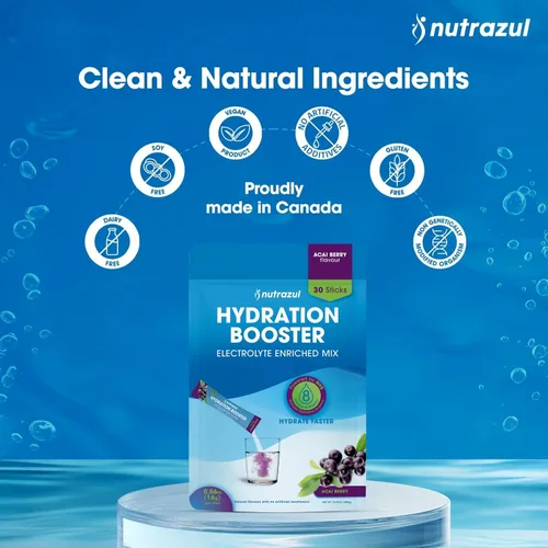 Miniatura 6 de nutrazul Potenciador de hidratación, electrolitos en polvo con sodio, potasio, vitamina B6 y B12, sin edulcorantes artificiales, sabor a bayas