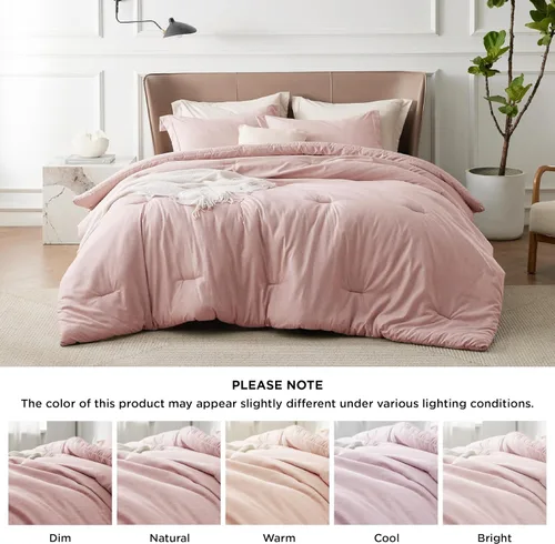 Miniatura 190 de Bedsure Juego de edredón Twin/Twin XL, ropa de cama suave beige para todas las estaciones, juego de cama teñido catiónico, 2 piezas, 1 edredón