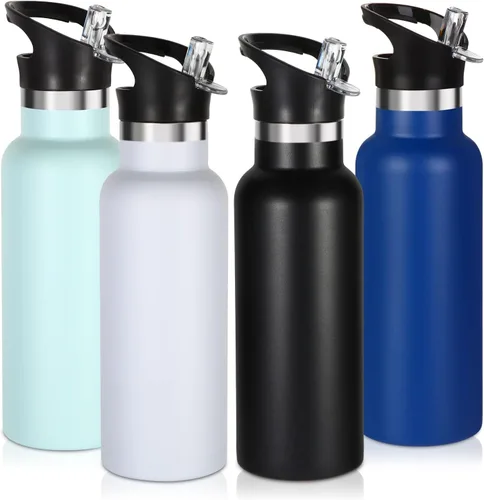 Miniatura 42 de Volhoply Botella de agua aislada para niños de 17 onzas, botellas de agua de acero inoxidable con tapa con pajilla, botella de agua de metal al