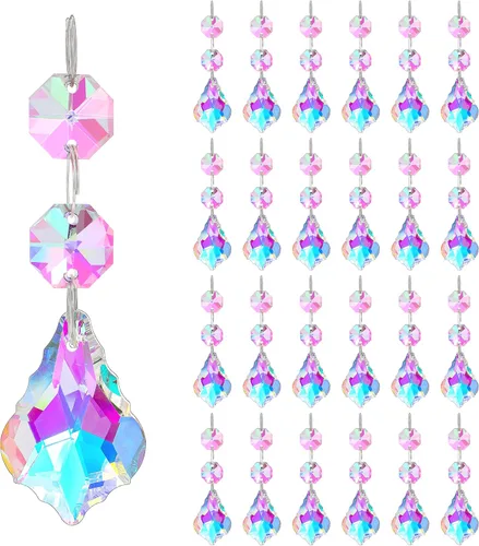 KANPURA 25 piezas de 1.496 pulgadas (1.496 in) con cristales de ojo de caballo, colgantes de cristal octágono, cuentas octágonas de cristal para
