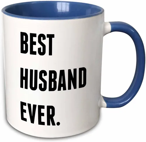 3dRose Taza de café, tamaño – 11 oz – Best Husband Ever, letras negras sobre fondo blanco Xander citas inspiradoras – divertido regalo de taza de