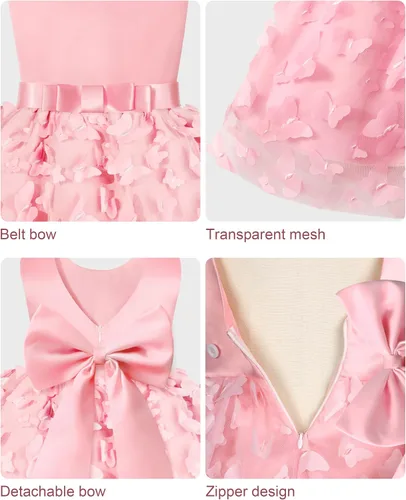 Miniatura 5 de Qaoerde Baby Flower Girl Dress with Headband,Bowknot V-Back Baby Girl Tutu Dresses for Wedding Birthday Party Holiday