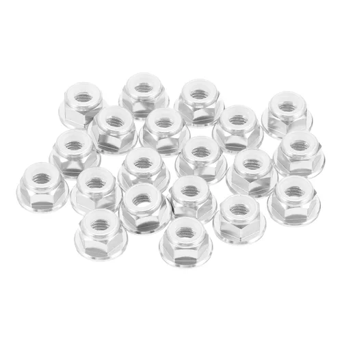 Miniatura 14 de MECCANIXITY 30 piezas de tuercas de bloqueo de aleación de aluminio M5 con paso de 0.8 mm, tuercas hexagonales con brida de nylon con rosca dentada