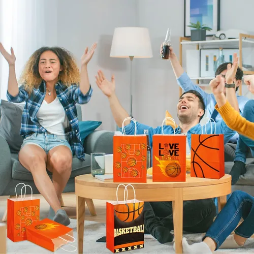 Miniatura 4 de Outus 24 piezas de bolsas de regalo de baloncesto, bolsas de regalo de fiesta de baloncesto, bolsas de golosinas y caramelos de baloncesto, bolsas