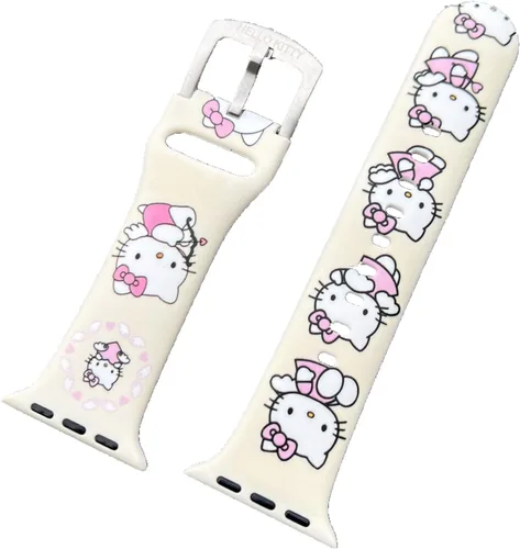 Miniatura 10 de Correa de silicona para Apple Watch de Hello Kitty para 38/40/1.614 in para Series 7/6/5/4/3/2/1/SE