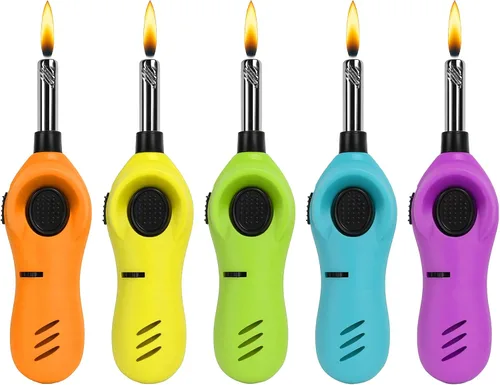 Mini práctico encendedor de velas con varita extendida, bloqueo de seguridad, recarga de gas butano, encendedores para velas, estufas de cocina,