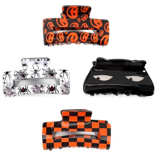 Miniatura 10 de Pinzas para el cabello de Halloween para mujeres y niñas, lindos murciélagos de telaraña, pinzas para el cabello, agarre fuerte, antideslizante