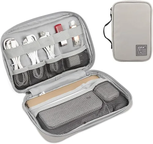 GOX Bolsa organizadora de cables - Funda para cargadores y cables, organizador de cables de viaje, color negro, pequeña bolsa organizadora de cables