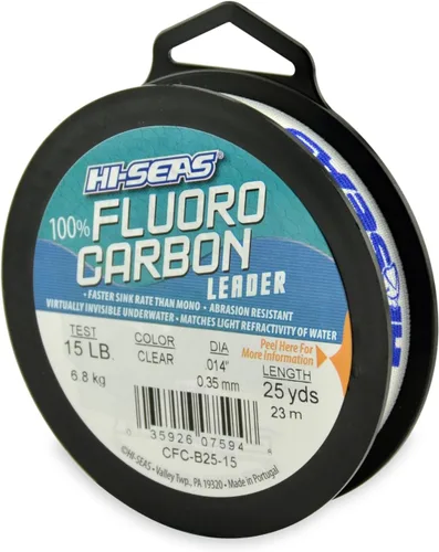 Miniatura 29 de HI-SEAS Líder de línea de pesca 100% fluorocarbono, líder invisible transparente, indetectable para peces, hundimiento rápido, 6 libras a 400 libras