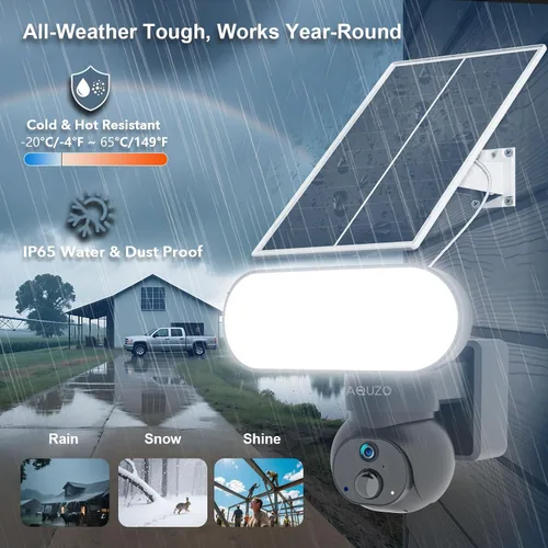 Miniatura 6 de Cámara de seguridad inalámbrica con reflector celular LTE 4G con energía solar, no necesita WiFi para exteriores, perfecta para granja, rancho
