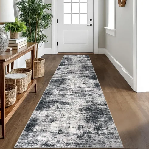 Miniatura 58 de IOHOUZE Alfombra pequeña abstracta de 2 x 3 pies, alfombra de entrada lavable para entrada interior, alfombras con respaldo de goma, alfombra gris