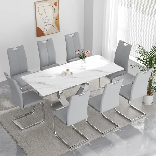 Miniatura 22 de yeag Juego de Sillas de Comedor Modernas de 2 Unidades, Sillas de Cocina y de Sala de Estar con Respaldo Alto, con Patas de Metal Cromado Dorado
