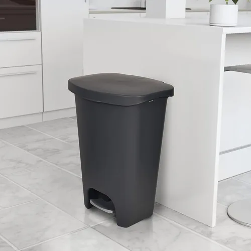 Miniatura 8 de Glad Paquete de 2 botes de basura de 13 galones, cubos de basura de plástico para cocina con protección contra olores de tapa, manos libres