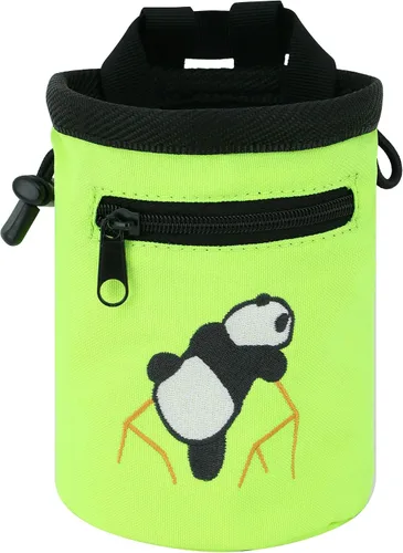 Miniatura 10 de AMC Bolsa de tiza bordada de panda escalada en roca con bolsillo con cremallera
