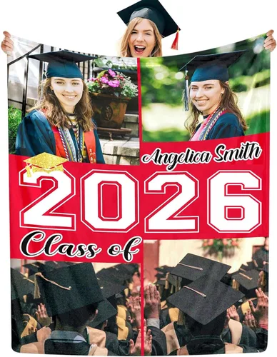 Miniatura 28 de Manta personalizada con collage de fotos, manta de fotos personalizada para graduados, manta personalizada, regalos para temporada de graduación
