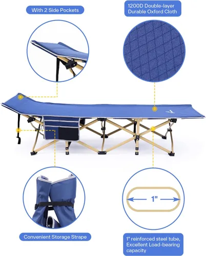 Miniatura 4 de Sportneer Catre de camping: Catres de camping de doble capa Oxford 1200D para adultos - Catres plegables resistentes para camping, tienda