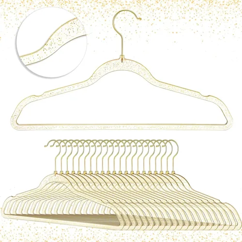 Miniatura 9 de Roshtia 50 perchas acrílicas transparentes de plástico con purpurina, duraderas y antideslizantes, perchas de ropa resistentes, ligeras y ahorran